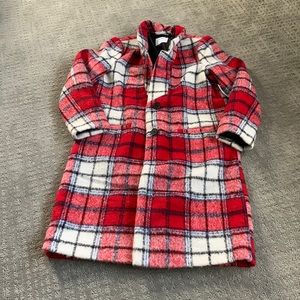 Old Navy Womens red plaid coat sz M long